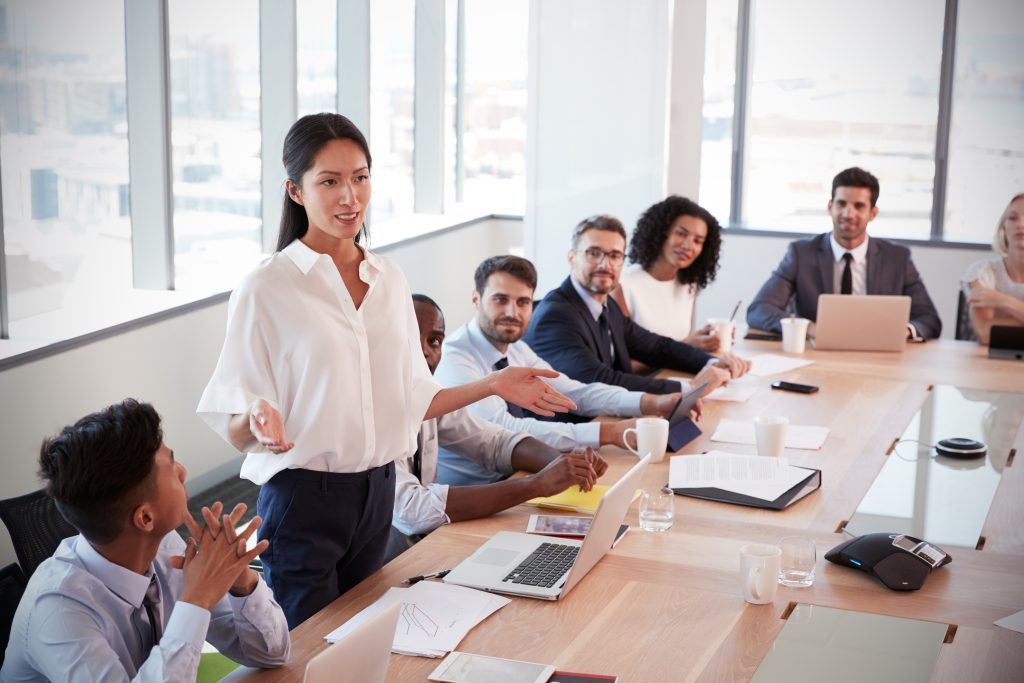 Leader presenting to a boardroom